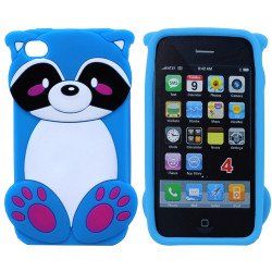 iPhone 4 4S 3D Raccoon Case (Blue)